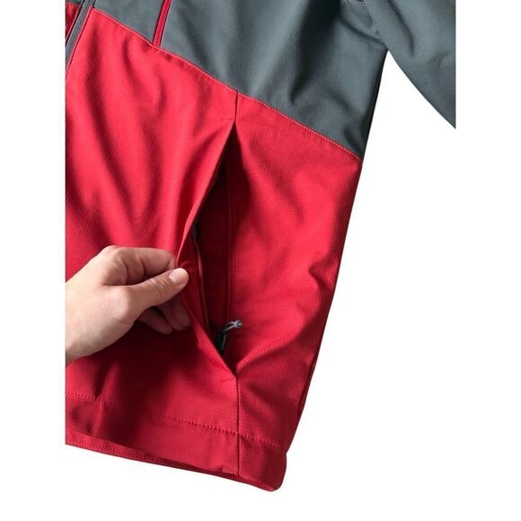 North Face Men’s Snow Jacket size M Windwall Hooded Lined Gray Red - Picture 12 of 14
